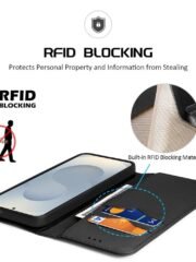 DUX DUCIS Hivo Series For Samsung Galaxy S25 Edge Case Cowhide Leather RFID Blocking Wallet Stand Flip Phone Cover by The Case Factory