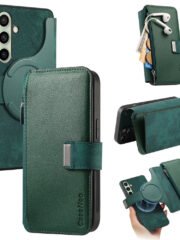 CASENEO MW-02 For Samsung Galaxy S24+ Magnetic Case Detachable Wallet Leather Phone Flip Cover Green Samsung Galaxy S24+ by The Case Factory