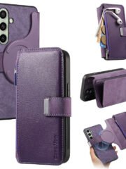 CASENEO MW-02 For Samsung Galaxy S24+ Magnetic Case Detachable Wallet Leather Phone Flip Cover Purple Samsung Galaxy S24+ by The Case Factory