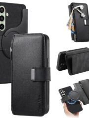 For Samsung Galaxy S25 Case CASENEO MW-02 Detachable Magnetic Leather Flip Phone Cover Black by The Case Factory