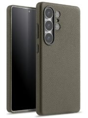 MELKCO For Samsung Galaxy S25 Ultra Case Premium Genuine Leather Full-Wrap Phone Cover | Magnetic Support Grey Samsung Galaxy S25 Ultra by The Case Factory