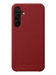MELKCO For Samsung Galaxy S25 Case Premium Genuine Leather Open Edge Phone Cover Red Samsung Galaxy S25 by The Case Factory