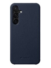 MELKCO For Samsung Galaxy S25+ Case Premium Genuine Leather Open Edge Phone Cover Dark Blue Samsung Galaxy S25+ by The Case Factory