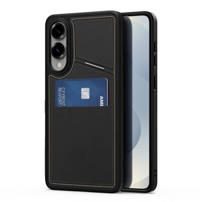 DUX DUCIS Rafi II Series For Samsung Galaxy S25 Edge Magnetic Case Leather Back Cover with RFID Blocking Card Slots Black Samsung Galaxy S25 Edge by The Case Factory