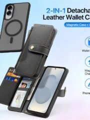 DUX DUCIS Lawa Series For Samsung Galaxy S25 Edge Case Detachable Zipper Wallet Magnetic Cowhide Leather Cover by The Case Factory