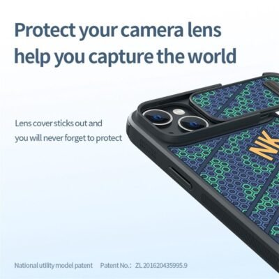 NILLKIN For iPhone 14 Sliding Camera Cover Design Phone Back Case Honeycomb Texture Anti-drop Cover by The Case Factory