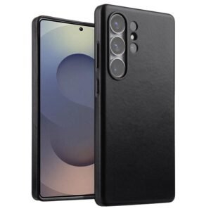 MELKCO For Samsung Galaxy S25 Ultra Case Premium Waxy Genuine Leather Phone Cover | Magnetic Support Black Samsung Galaxy S25 Ultra by The Case Factory