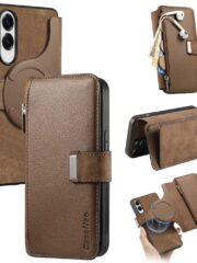 CASENEO MW-02 For Samsung Galaxy S25 Edge Magnetic Case Detachable Wallet Leather Phone Flip Cover Brown Samsung Galaxy S25 Edge by The Case Factory