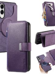 CASENEO MW-02 For Samsung Galaxy S25 Edge Magnetic Case Detachable Wallet Leather Phone Flip Cover Purple Samsung Galaxy S25 Edge by The Case Factory