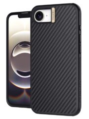 NILLKIN For iPhone 16e Magnetic Case Carbon Fiber Texture Shockproof Phone Cover Gold iPhone 16e by The Case Factory