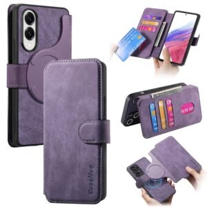 CASENEO For Samsung Galaxy S25 Edge Magnetic Case Detachable Wallet Leather Phone Flip Cover Purple Samsung Galaxy S25 Edge by The Case Factory