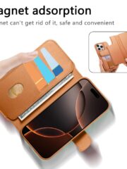 CASENEO For iPhone 16 Pro Max Magnetic Case RFID Blocking Wallet Detachable Leather Phone Cover with Wristband by The Case Factory