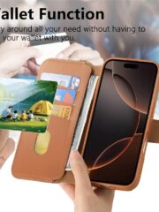 CASENEO For iPhone 16 Pro Max Magnetic Case RFID Blocking Wallet Detachable Leather Phone Cover with Wristband by The Case Factory