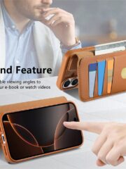 CASENEO For iPhone 16 Pro Max Magnetic Case RFID Blocking Wallet Detachable Leather Phone Cover with Wristband by The Case Factory