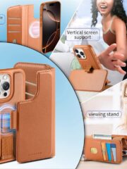 CASENEO For iPhone 16 Pro Max Magnetic Case RFID Blocking Wallet Detachable Leather Phone Cover with Wristband by The Case Factory