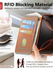 CASENEO For iPhone 16 Magnetic Case RFID Blocking Wallet Detachable Leather Phone Cover with Wristband by The Case Factory