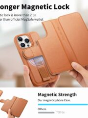 CASENEO For iPhone 15 Pro Max Magnetic Case RFID Blocking Wallet Detachable Leather Phone Cover with Wristband by The Case Factory