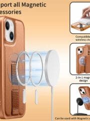 CASENEO For iPhone 15 Magnetic Case RFID Blocking Wallet Detachable Leather Phone Cover with Wristband by The Case Factory