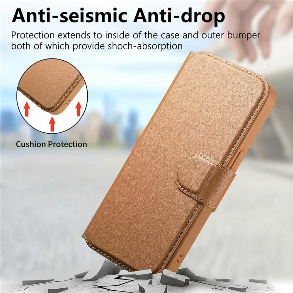 CASENEO For iPhone 15 Magnetic Case RFID Blocking Wallet Detachable Leather Phone Cover with Wristband by The Case Factory