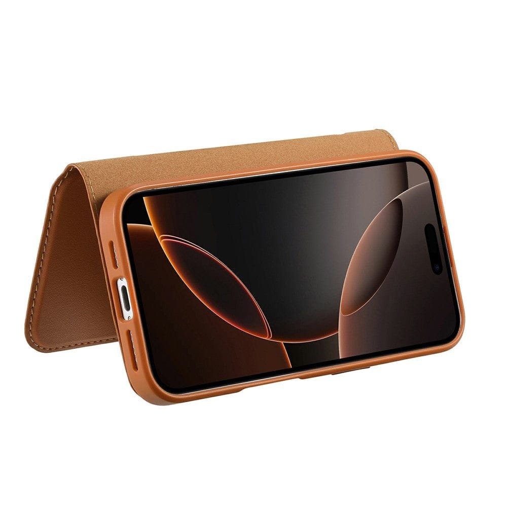 CASENEO For iPhone 15 Magnetic Case RFID Blocking Wallet Detachable Leather Phone Cover with Wristband by The Case Factory