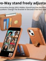 CASENEO For iPhone 15 Magnetic Case RFID Blocking Wallet Detachable Leather Phone Cover with Wristband by The Case Factory