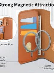 CASENEO For iPhone 14 Pro Magnetic Case RFID Blocking Wallet Detachable Leather Phone Cover with Wristband by The Case Factory