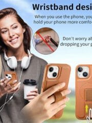 CASENEO For iPhone 14 Magnetic Case RFID Blocking Wallet Detachable Leather Phone Cover with Wristband by The Case Factory