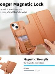 CASENEO For iPhone 14 Magnetic Case RFID Blocking Wallet Detachable Leather Phone Cover with Wristband by The Case Factory