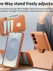 CASENEO For Samsung Galaxy S25+ Magnetic Case RFID Blocking Detachable Wallet Leather Phone Cover with Wristband by The Case Factory