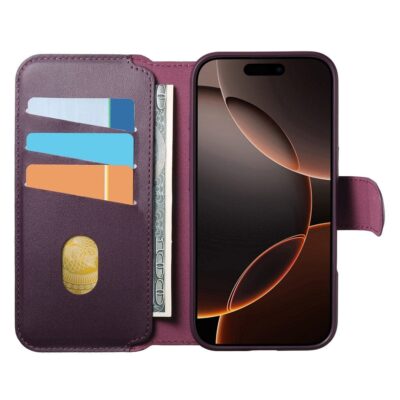 CASENEO For iPhone 16 Pro Magnetic Case RFID Blocking Wallet Detachable Leather Phone Cover with Wristband by The Case Factory