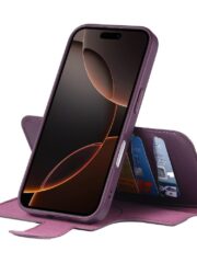 CASENEO For iPhone 16 Pro Magnetic Case RFID Blocking Wallet Detachable Leather Phone Cover with Wristband by The Case Factory