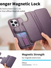 CASENEO For iPhone 16 Pro Magnetic Case RFID Blocking Wallet Detachable Leather Phone Cover with Wristband by The Case Factory