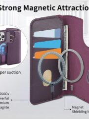CASENEO For iPhone 16 Pro Magnetic Case RFID Blocking Wallet Detachable Leather Phone Cover with Wristband by The Case Factory