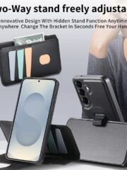 CASENEO For Samsung Galaxy S25 Magnetic Case RFID Blocking Detachable Wallet Leather Phone Cover with Wristband by The Case Factory