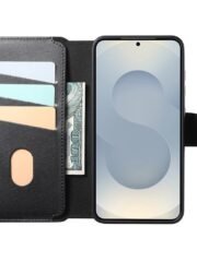 CASENEO For Samsung Galaxy S25 Magnetic Case RFID Blocking Detachable Wallet Leather Phone Cover with Wristband by The Case Factory