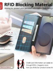 CASENEO For Samsung Galaxy S25 Ultra Magnetic Case Detachable RFID Blocking Wallet Leather Phone Cover with Wristband by The Case Factory