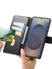 CASENEO For Samsung Galaxy S25 Ultra Magnetic Case Detachable RFID Blocking Wallet Leather Phone Cover with Wristband by The Case Factory