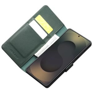 QIALINO For Samsung Galaxy S25 Ultra Wallet Case Genuine Leather Magnetic Closure Flip Phone Cover by The Case Factory
