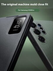 QIALINO For Samsung Galaxy S25 Ultra Case Smart View Window Genuine Cowhide Leather Flip Cover with Card Holder by The Case Factory