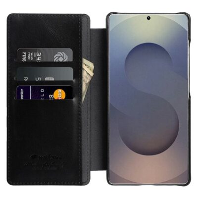 MELKCO For Samsung Galaxy S25 Ultra Case Premium Waxy Genuine Leather Flip Phone Cover With Card Slots by The Case Factory