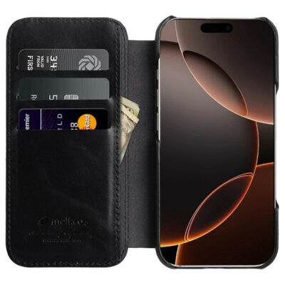 MELKCO For iPhone 16 Pro Max Case with Card Slots Genuine Cow Leather Phone Cover | Compatible with MagSafe by The Case Factory