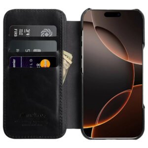 MELKCO For iPhone 16 Pro Case with Card Slots Genuine Cow Leather Phone Cover | Compatible with MagSafe by The Case Factory