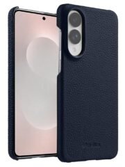 MELKCO For Samsung Galaxy S25 Edge Case Premium Genuine Leather Open Edge Phone Cover Dark Blue Samsung Galaxy S25 Edge by The Case Factory