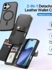 DUX DUCIS Lawa Series For iPhone 17 Case Detachable Zipper Wallet Magnetic Cowhide Leather Cover by The Case Factory