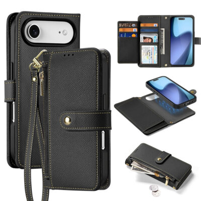 DUX DUCIS Lawa Series For iPhone Air Case Detachable Zipper Wallet Magnetic Cowhide Leather Cover Black iPhone Air by The Case Factory