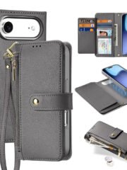DUX DUCIS Lawa Series For iPhone Air Case Detachable Zipper Wallet Magnetic Cowhide Leather Cover Grey iPhone Air by The Case Factory