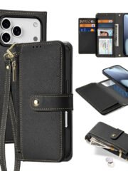 DUX DUCIS Lawa Series For iPhone 17 Pro Case Detachable Zipper Wallet Magnetic Cowhide Leather Cover Black iPhone 17 Pro by The Case Factory