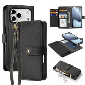 DUX DUCIS Lawa Series For iPhone 17 Pro Case Detachable Zipper Wallet Magnetic Cowhide Leather Cover Black iPhone 17 Pro by The Case Factory