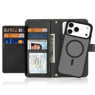 DUX DUCIS Lawa Series For iPhone 17 Pro Case Detachable Zipper Wallet Magnetic Cowhide Leather Cover by The Case Factory