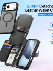 DUX DUCIS Lawa Series For iPhone 17 Pro Case Detachable Zipper Wallet Magnetic Cowhide Leather Cover by The Case Factory
